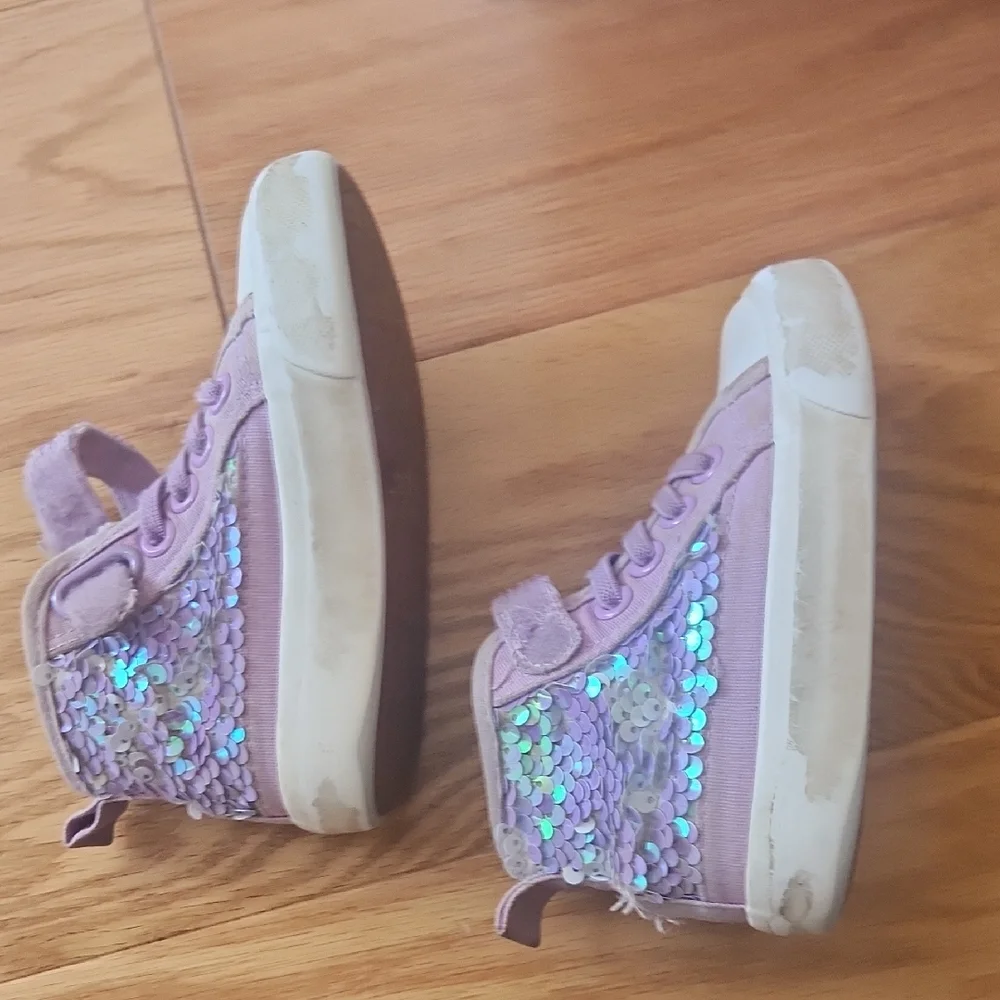 Toddler Lavender Sequin High Top Sneakers Size 7 - Picture 6 of 17